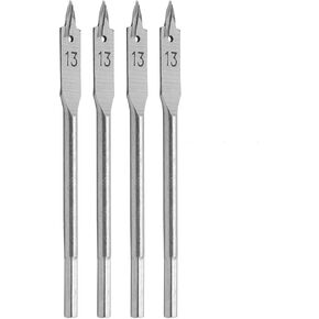 4Pcs Spade Drill Bit Set, 13mm Paddle Flat Bits High‑Carbon Steel Woodworking Hand Tools Hardware