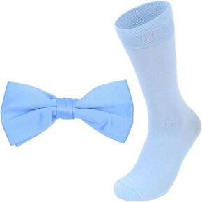 Feraricci Baby Blue Dress Socks and Clip on Bowtie - Bundle
