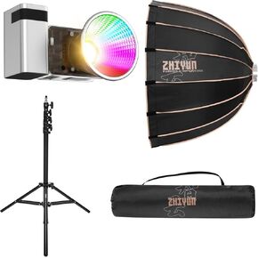 Zhiyun Molus X60RGB RGB LED Monolight (Combo Kit) Bundle with Zhiyun 3-Feet 90D Parabolic Softbox and Air-Cushion Stand for SOL Ring Light Kit (3 Items)