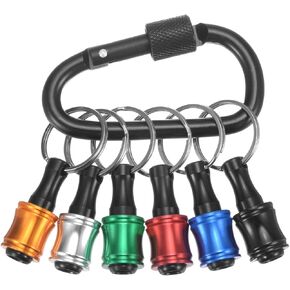 HARFINGTON 6PCS Keychain Aluminum Alloy Screwdriver Bits Holder Extension Bar Release Drill Screw Adapter Quick-Change Portable Lightweight for 1/4 in Hex Shank