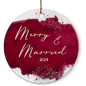 Wedding Gifts for Couples 2024 - Mr and Mrs Gifts - Wedding Registry Gifts Ideas - Wedding Gifts for Newlyweds, Bride - Bridal Shower Gifts - First Christmas Married Ornament 2024 Wood and Acrylic