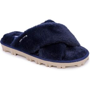 Nautica Women's Slipper Fluffy Warm Slide Indoor Outdoor Strap Sandal