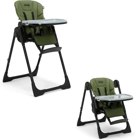 Jeep by Delta Children Classic Convertible 2-in-1 High Chair for Babies and Toddlers with Adjustable Height, Recline & Footrest - Dishwasher Safe Meal Tray, Olive Green in Saudi Arabia