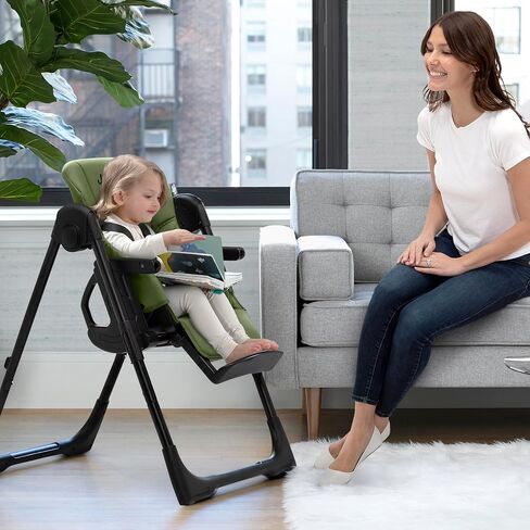 Jeep by Delta Children Classic Convertible 2-in-1 High Chair for Babies and Toddlers with Adjustable Height, Recline & Footrest - Dishwasher Safe Meal Tray, Olive Green in Saudi Arabia