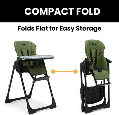 Jeep by Delta Children Classic Convertible 2-in-1 High Chair for Babies and Toddlers with Adjustable Height, Recline & Footrest - Dishwasher Safe Meal Tray, Olive Green in Saudi Arabia