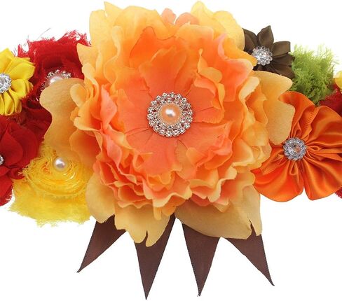 Orange Handmade Flower Sash Belt for Maternity Pregnancy Baby Shower Wedding Party.(YD8) in Saudi Arabia