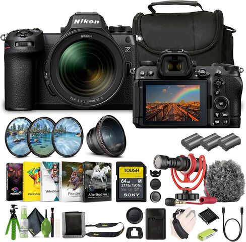 كاميرا Nikon Z6III بدون مرآة بصيغة FX مع عدسة تكبير NIKKOR Z مقاس 24-70 مم f/4 S + بطارية 2X EN-EL15C + بطاقة ذاكرة قوية SF-M سعة 64 جيجابايت + عدسة زاوية واسعة + برنامج تحرير الصور + ميكروفون + المزيد (متجددة) in Saudi Arabia