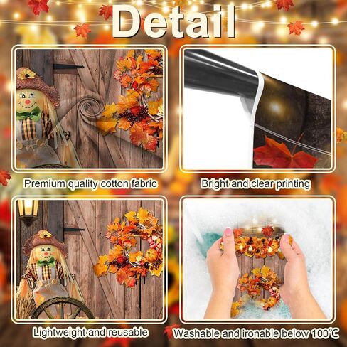 Avezano Fall Thanksgiving Backdrop Maple Leaves Pumpkin Barn Door Photography Backdrop Haystack Scarecrow Fall Baby Shower Party Banner Decorations (5x7 ft, 59x83 inch) in Saudi Arabia
