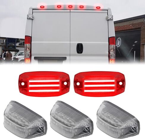 R&F Auto 5PCS LED Rear Roof Cab Lights Replacement for RAM Promaster Vans 1500 2500 3500 2014-2022 Rear Roof Mounted Cab Light Lamp Reflective Lights Assembly Smoked Lens in Saudi Arabia