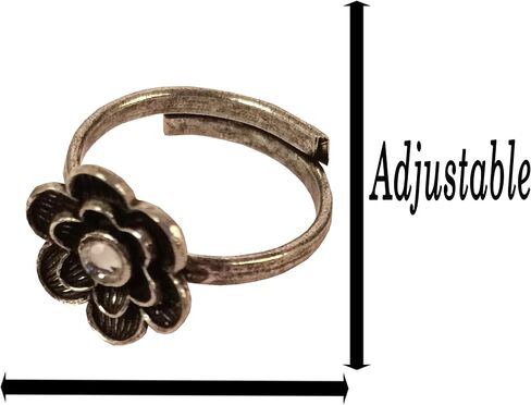 By Touchstone Indian Bollywood Beautiful Handcrafted Floral Workmanship Faux Ruby Ethnic Wearing Designer Jewelry Adjustable Toe Rings In Oxidized Silver Tone For Women. in Saudi Arabia