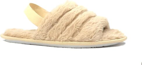 Women's Fuzzy Fur Slide Memory Foam Open Toe Slipper in Saudi Arabia