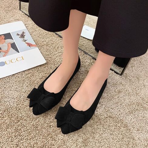 Padgene Women's Casual Pointed Toe Bowknot Ballet Flats, Ladies Ballerina Flats Girls Fashionable Ballet Pumps Dolly Shoes Womens Stylish Comfy Office Driving Flat Shoes Slip On Loafers in Saudi Arabia