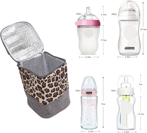 Insulated Baby Bottle Bag Waterproof Portable Breastmilk Warmer Cooler Bag with Handle for Travel 3L(Leopard Print) in Saudi Arabia