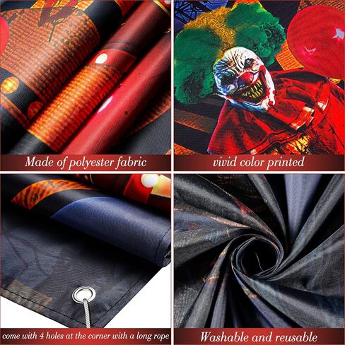 Halloween Evil Circus Backdrop, Large Fabric Evil Clown Scary Skull Balloon Dead Tree Skull Photography Background Banner Party Decoration, Halloween Party Supplies, 72.83 x 43.31 Inch in Saudi Arabia