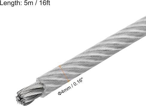 MECCANIXITY 16Ft(5M) Wire Rope 304 Stainless Steel Cable 1/32" (0.8 mm) Vinyl Coated with 2pcs Aluminum Sleeves for Hanging, Clotheslines, Lifting Black in Saudi Arabia