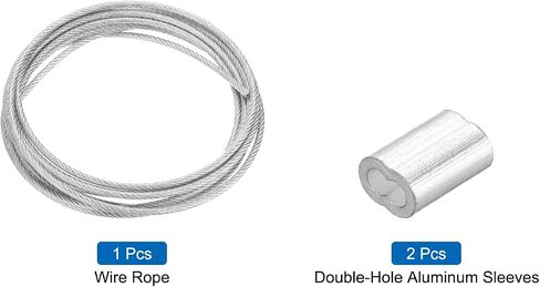 MECCANIXITY 16Ft(5M) Wire Rope 304 Stainless Steel Cable 1/32" (0.8 mm) Vinyl Coated with 2pcs Aluminum Sleeves for Hanging, Clotheslines, Lifting Black in Saudi Arabia