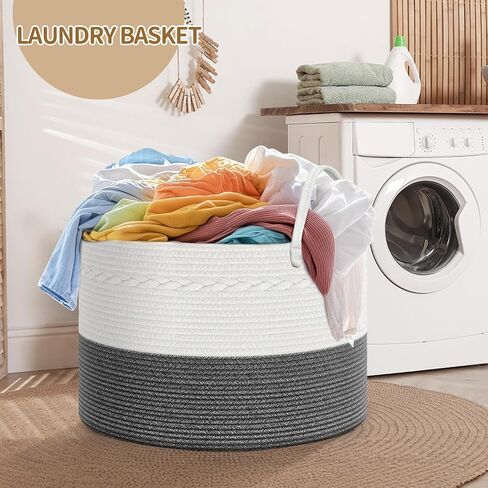 Blanket Basket with Lid, Woven Baskets for Storage, 21.7" X 21.7" X 13.8" Extra Large Toy Basket for Baby Laundry Basket, Throw Blanket Storage for Living Room Bedroom, Brown Boho Basket in Saudi Arabia