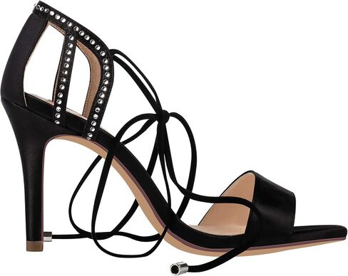 ERIJUNOR Women Open Toe Heeled Strappy Sandals Satin Tie Up Rhinestone Wedding Evening Party Shoes in Saudi Arabia