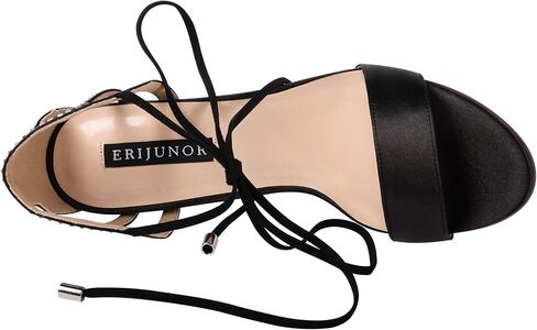 ERIJUNOR Women Open Toe Heeled Strappy Sandals Satin Tie Up Rhinestone Wedding Evening Party Shoes in Saudi Arabia