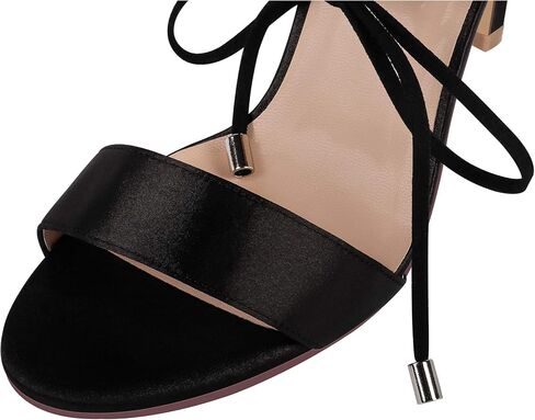 ERIJUNOR Women Open Toe Heeled Strappy Sandals Satin Tie Up Rhinestone Wedding Evening Party Shoes in Saudi Arabia