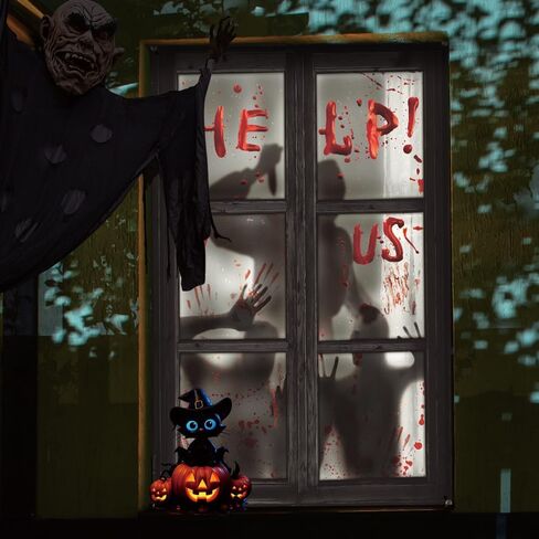 47.3×31.5 Inches Halloween Window Decorations Scary Three Figures Realistic Murder Scene Window Backdrop Halloween Window Poster Decorations for Window Door Halloween Party Decorations Indoor Outdoor in Saudi Arabia