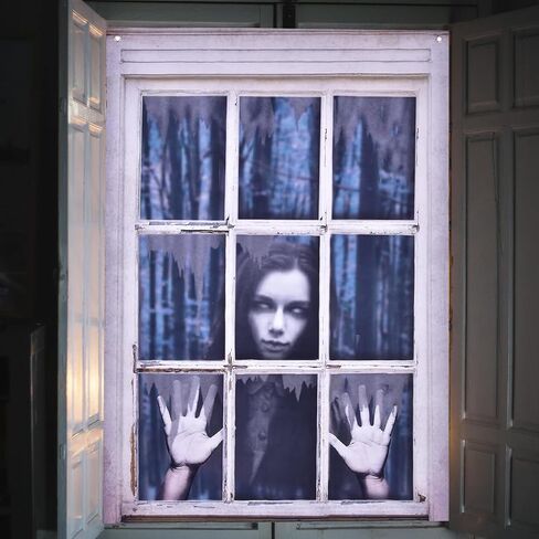 47.3×31.5 Inches Halloween Window Decorations Scary Three Figures Realistic Murder Scene Window Backdrop Halloween Window Poster Decorations for Window Door Halloween Party Decorations Indoor Outdoor in Saudi Arabia