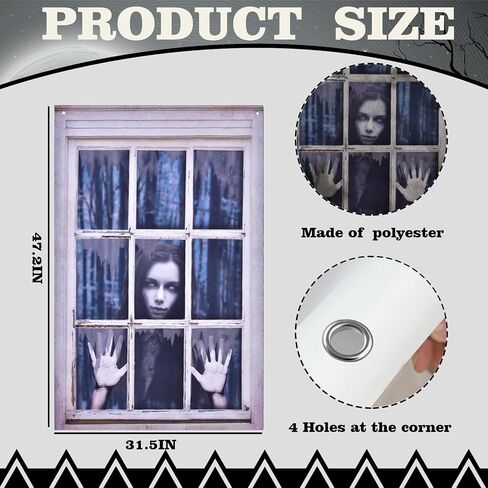 47.3×31.5 Inches Halloween Window Decorations Scary Three Figures Realistic Murder Scene Window Backdrop Halloween Window Poster Decorations for Window Door Halloween Party Decorations Indoor Outdoor in Saudi Arabia