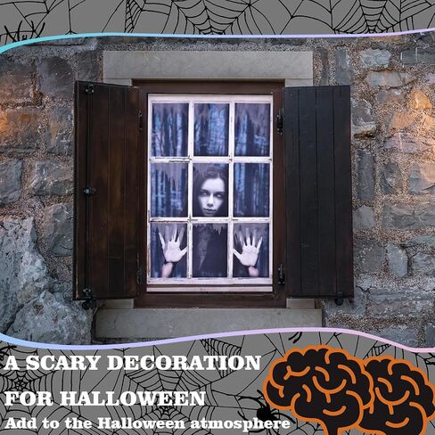 47.3×31.5 Inches Halloween Window Decorations Scary Three Figures Realistic Murder Scene Window Backdrop Halloween Window Poster Decorations for Window Door Halloween Party Decorations Indoor Outdoor in Saudi Arabia