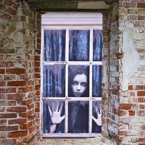 47.3×31.5 Inches Halloween Window Decorations Scary Three Figures Realistic Murder Scene Window Backdrop Halloween Window Poster Decorations for Window Door Halloween Party Decorations Indoor Outdoor in Saudi Arabia
