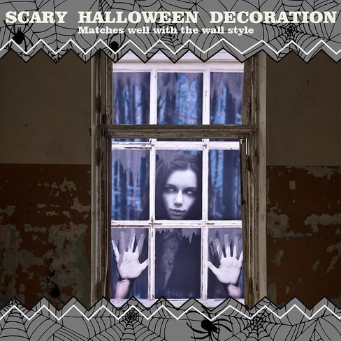 47.3×31.5 Inches Halloween Window Decorations Scary Three Figures Realistic Murder Scene Window Backdrop Halloween Window Poster Decorations for Window Door Halloween Party Decorations Indoor Outdoor in Saudi Arabia