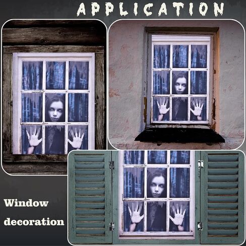 47.3×31.5 Inches Halloween Window Decorations Scary Three Figures Realistic Murder Scene Window Backdrop Halloween Window Poster Decorations for Window Door Halloween Party Decorations Indoor Outdoor in Saudi Arabia