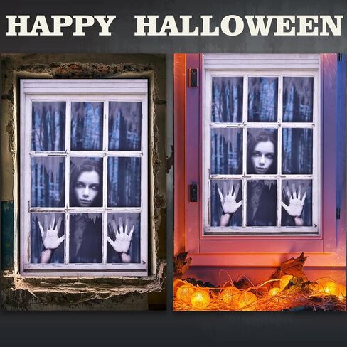 47.3×31.5 Inches Halloween Window Decorations Scary Three Figures Realistic Murder Scene Window Backdrop Halloween Window Poster Decorations for Window Door Halloween Party Decorations Indoor Outdoor in Saudi Arabia