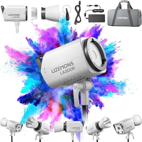 Godox Litemons LA300R 330W RGB LED Monolight مع عاكس تثبيت Bowens، التحكم في التطبيق، 1800-10,000K CCT، 92,900 Lux، طاقة تيار متردد لإنتاج الفيديو ومدونات الفيديو in Saudi Arabia