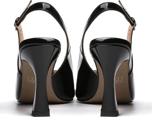 SKYSTERRY Women's Slingback Square Toe Patent Casual Dating Slip On Spool High Heel Pumps Shoes 3.3 Inch in Kuwait