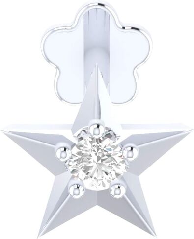 Jewels Elegant 0.01 ct Diamond Star Shaped Nose Stud in 14K White Gold - Internally Threaded Screw Back, HI Color, Versatile Nose Pin, Lip Labret, Monroe Ring. in Saudi Arabia