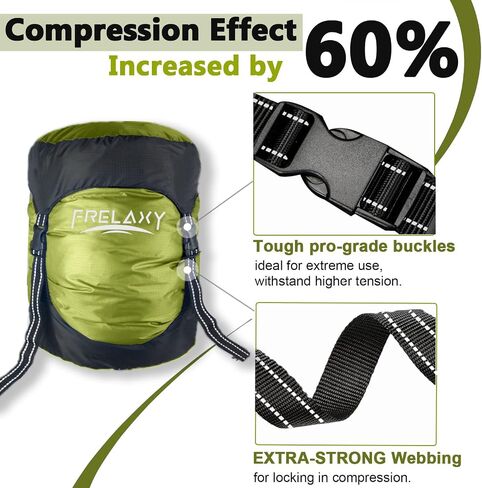 Frelaxy Compression Sack, 40% More Space! Sleeping Bag Stuff Sack | Ultralight Compression Stuff Sack, Water-Resistant & Ultralight Space Saving Gear for Camping, Hiking 11L/18L/30L/45L/52L in Saudi Arabia