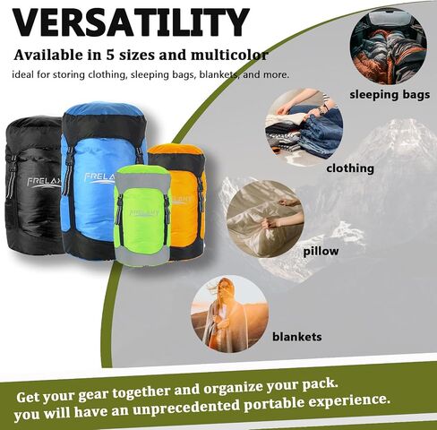 Frelaxy Compression Sack, 40% More Space! Sleeping Bag Stuff Sack | Ultralight Compression Stuff Sack, Water-Resistant & Ultralight Space Saving Gear for Camping, Hiking 11L/18L/30L/45L/52L in Saudi Arabia