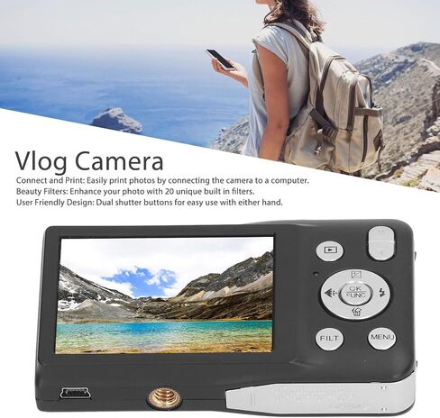C7 8K 68MP Digital Camera, 2.7in Timer Shoot Beauty Camera, Filter Video Recording Compact Digital Camera, Portable Daily Travel 16X Zoom Smart Camera (Black) in Saudi Arabia