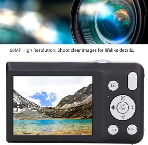 C7 8K 68MP Digital Camera, 2.7in Timer Shoot Beauty Camera, Filter Video Recording Compact Digital Camera, Portable Daily Travel 16X Zoom Smart Camera (Black) in Saudi Arabia