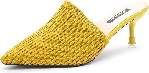 Women's Knit Closed Pointed Toe Kitten Heels Mules Fashion Breathable Mesh Slip On Stiletto Pumps Sandals for Party Prom Date Dressy Slides in Kuwait