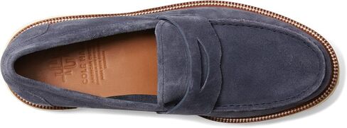 حذاء Cole Haan Amercn Classic Penny للرجال - صورة ظلية دائرية عند الأصابع - جزء علوي من الجلد - طراز سهل الارتداء حبر هندي/مرمر 7.5 D - متوسط in Saudi Arabia