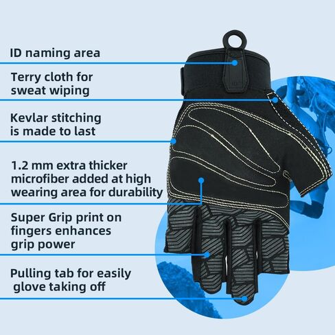 Seibertron Full or Half Finger Padded Palm Lightweight Breathable Climbing Rope Gloves for Climbers, Rock Climbing, Rescue, Adventure, Sailing, Kayaking, Outdoor Sports in Kuwait