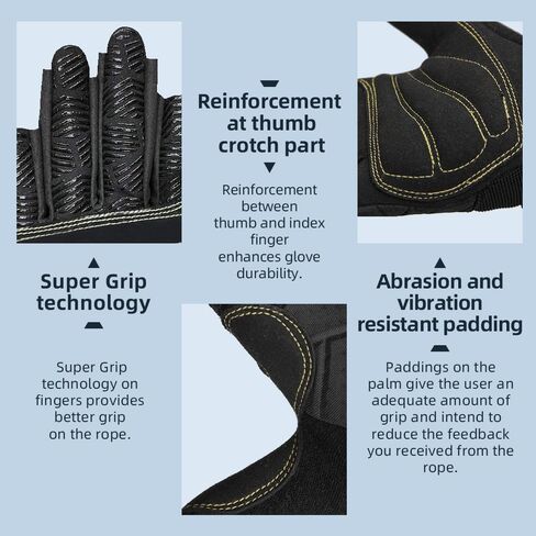 Seibertron Full or Half Finger Padded Palm Lightweight Breathable Climbing Rope Gloves for Climbers, Rock Climbing, Rescue, Adventure, Sailing, Kayaking, Outdoor Sports in Kuwait