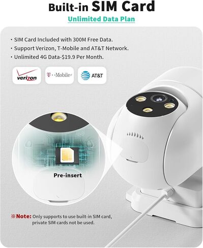 كاميرا أمان خلوية LIWAN 4G LTE سلكية في الهواء الطلق، لا حاجة إلى شبكة WiFi، عرض 360 درجة، رؤية ليلية ملونة 2K، تتبع الحركة، محادثة ثنائية الاتجاه، تسجيل 24/7، بطاقة SIM وبطاقة ذاكرة 32 جيجا متضمنة in Kuwait