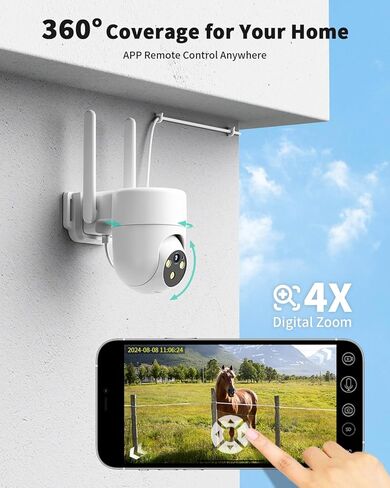 كاميرا أمان خلوية LIWAN 4G LTE سلكية في الهواء الطلق، لا حاجة إلى شبكة WiFi، عرض 360 درجة، رؤية ليلية ملونة 2K، تتبع الحركة، محادثة ثنائية الاتجاه، تسجيل 24/7، بطاقة SIM وبطاقة ذاكرة 32 جيجا متضمنة in Kuwait