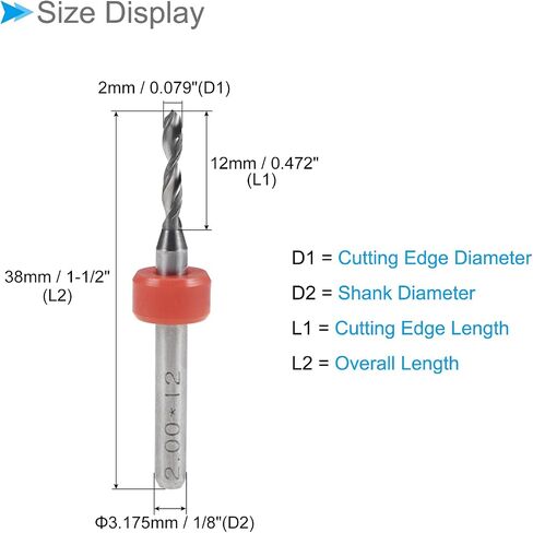Micro PCB Drill Bits, 1/8" Shank 2mm Cutting Edge, Tungsten Carbide Print Circuit Board Drill Bit - (Applications: for CNC Drilling Engraving Machine), 5-Pieces in Saudi Arabia