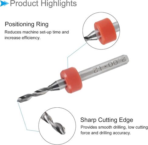 Micro PCB Drill Bits, 1/8" Shank 2mm Cutting Edge, Tungsten Carbide Print Circuit Board Drill Bit - (Applications: for CNC Drilling Engraving Machine), 5-Pieces in Saudi Arabia