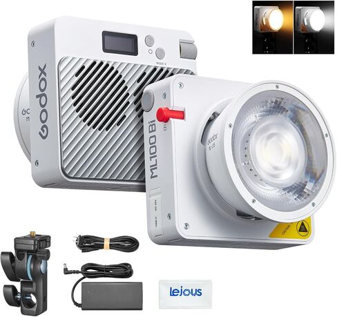 Godox ML100Bi 100w LED Video Light، 2800-6500k ثنائي اللون COB LED ضوء مستمر، CRI 97+ TLCI 98+، 11 تأثيرات FX، التحكم في التطبيق، لتصوير الفيديو المباشر in Saudi Arabia