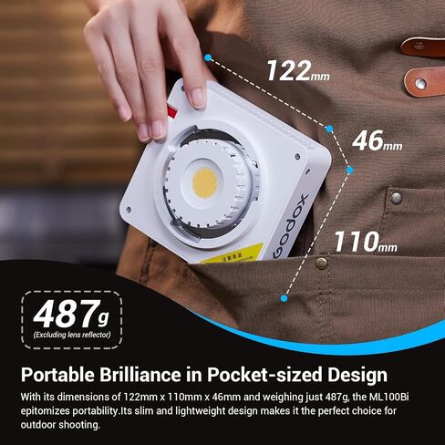 Godox ML100Bi 100w LED Video Light، 2800-6500k ثنائي اللون COB LED ضوء مستمر، CRI 97+ TLCI 98+، 11 تأثيرات FX، التحكم في التطبيق، لتصوير الفيديو المباشر in Saudi Arabia