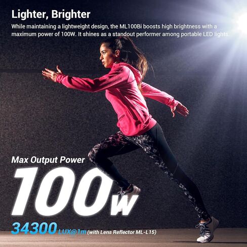 Godox ML100Bi 100w LED Video Light، 2800-6500k ثنائي اللون COB LED ضوء مستمر، CRI 97+ TLCI 98+، 11 تأثيرات FX، التحكم في التطبيق، لتصوير الفيديو المباشر in Saudi Arabia